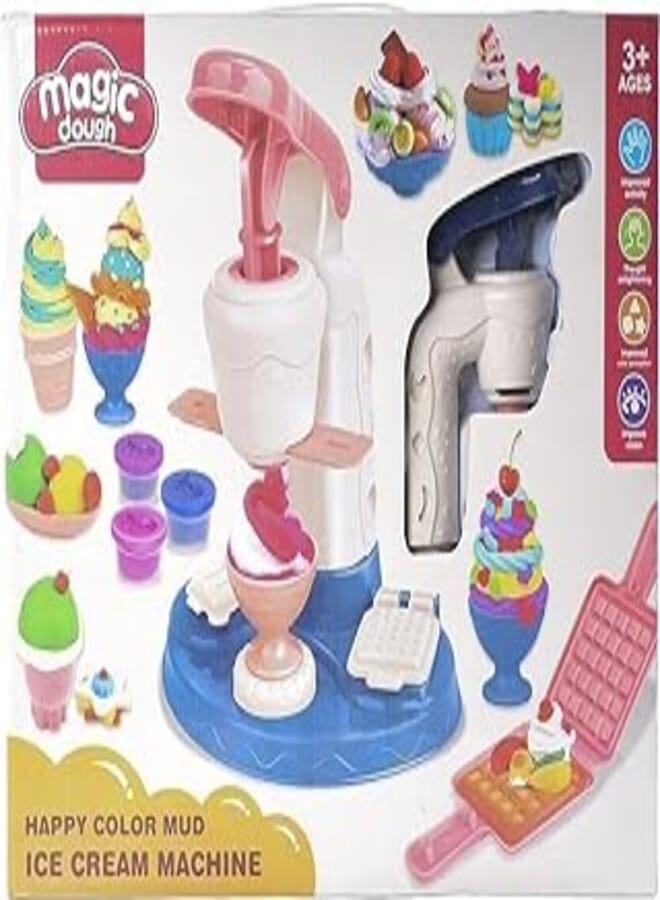 Magic dough 8051 Color Mud Ice Cream Machine Toy With 26 Pcs For Girls - Multi Color