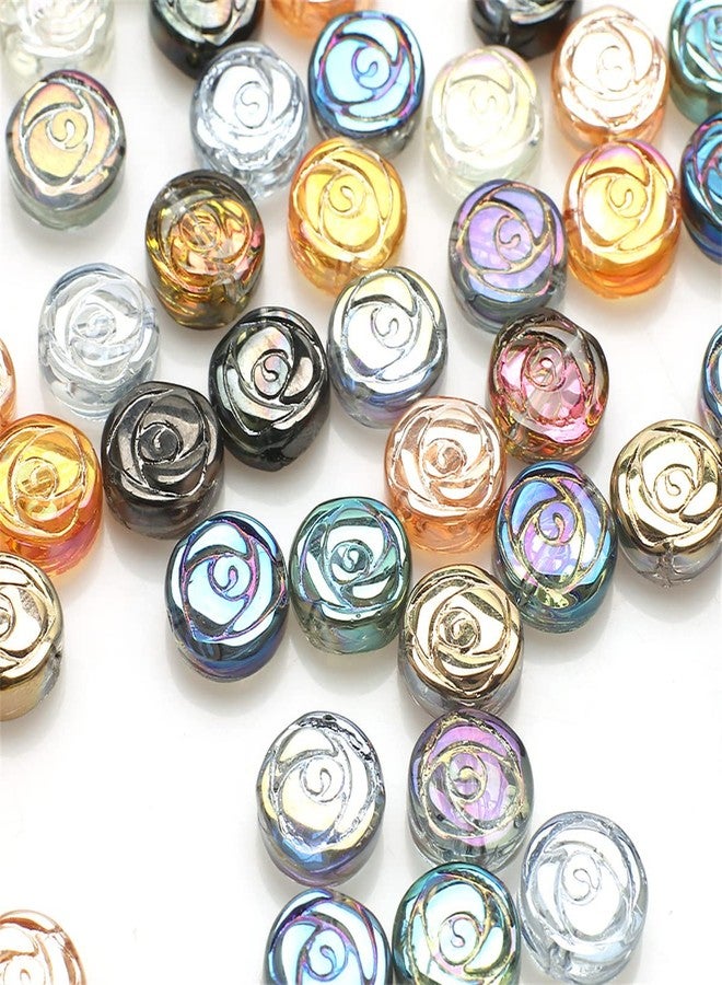 Zhiheng 90pcs Glass Crystal Beads Round Rose Gemstone Charms Flower Shape Glossy Spacer Beads for DIY Pendnat Charms Jewelry Making Supplies (Mix) - Image 4