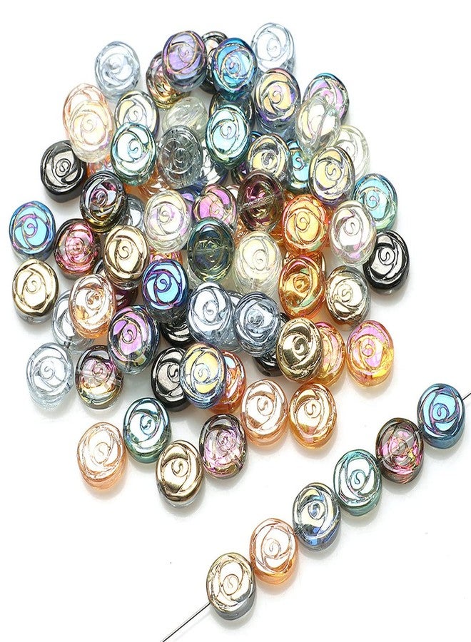 Zhiheng 90pcs Glass Crystal Beads Round Rose Gemstone Charms Flower Shape Glossy Spacer Beads for DIY Pendnat Charms Jewelry Making Supplies (Mix) - Image 2