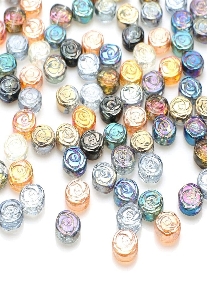 Zhiheng 90pcs Glass Crystal Beads Round Rose Gemstone Charms Flower Shape Glossy Spacer Beads for DIY Pendnat Charms Jewelry Making Supplies (Mix) - Image 3