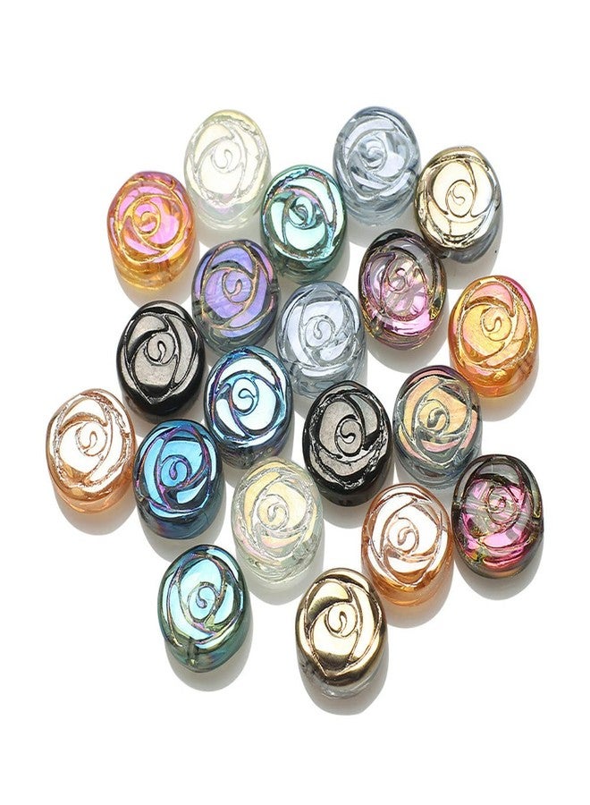 Zhiheng 90pcs Glass Crystal Beads Round Rose Gemstone Charms Flower Shape Glossy Spacer Beads for DIY Pendnat Charms Jewelry Making Supplies (Mix) - Image 5