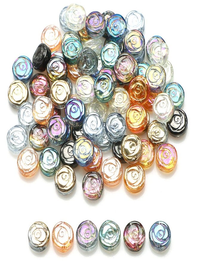 Zhiheng 90pcs Glass Crystal Beads Round Rose Gemstone Charms Flower Shape Glossy Spacer Beads for DIY Pendnat Charms Jewelry Making Supplies (Mix) - Image 1