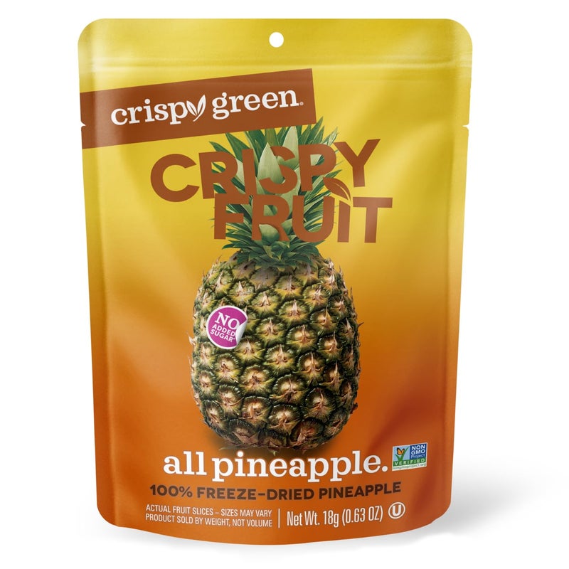 Crispy Green Natural Freeze-Dried Fruit, Pineapple Single-Serve, No Sugar Added, 0.63 Ounce (Pack of 12) - Image 1