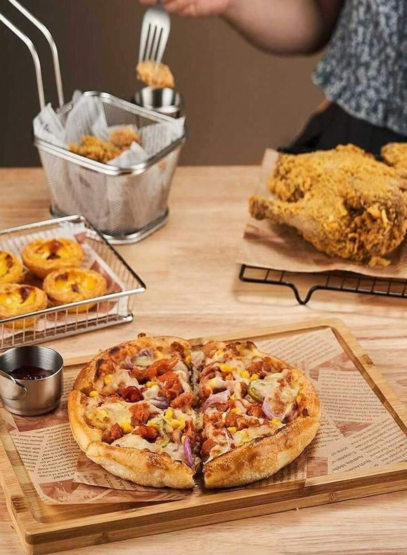 VINNYSEN 100 قطعة من ورق نشاف الفرن وورق الخبز وورق زيت الشواء ووعاء الشواء للفرن وورق الفطائر وبطانة صينية الخبز الهوائية وورقة فرن المحمصة ووعاء تحميص الفرن والبطاطس المقلية وامتصاص الزيت (18 × 18 سم) - Image 3