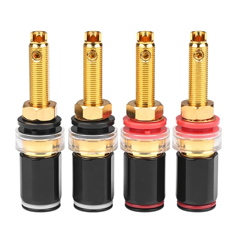 4 high fidelity audio terminals, gold plated amplifier connector, brass banana female connector - Image 1