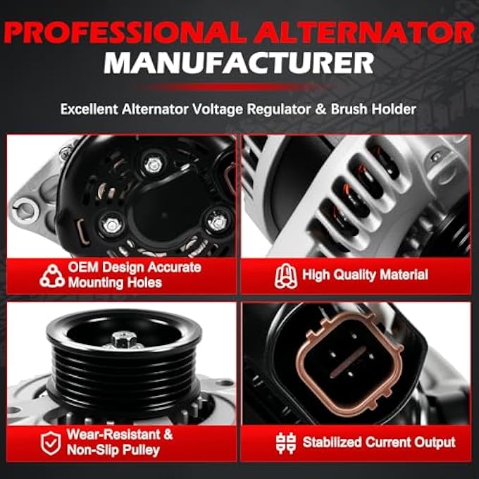 Autodevil 11099 Alternator Fit for MDX TL RL, for Pilot Odyssey Ridgeline, 2005 2006 2007 2008, 3.2L 3.5L 3.7L,130Amp 12V Automotive Replacement Alternator OE 31100-RDJ-A01,CSC10,CSD29 - Image 5