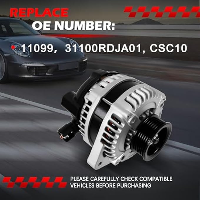 Autodevil 11099 Alternator Fit for MDX TL RL, for Pilot Odyssey Ridgeline, 2005 2006 2007 2008, 3.2L 3.5L 3.7L,130Amp 12V Automotive Replacement Alternator OE 31100-RDJ-A01,CSC10,CSD29 - Image 3