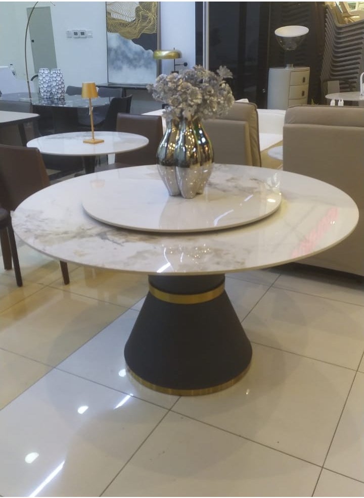 Vlovehome - Modern 135-diameter dining table with 4 luxury dining chairs - Image 1