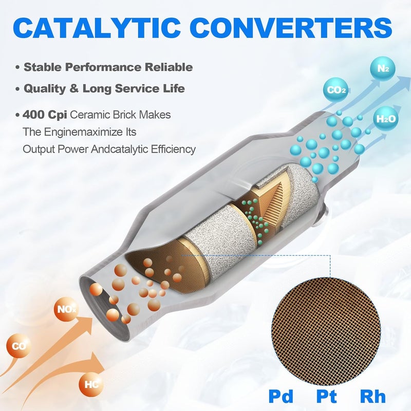 Catalytic Converter 2.25 Inch 1 Pcs, High Flow Universal Catalytic Convert Inlet Outlet 2.25 In, Direct-Fit Catalytic Convertor with O2 Port (EPA Compliant) - Image 4