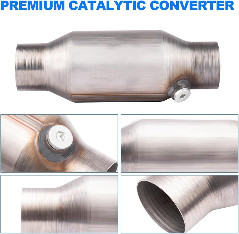 Catalytic Converter 2.25 Inch 1 Pcs, High Flow Universal Catalytic Convert Inlet Outlet 2.25 In, Direct-Fit Catalytic Convertor with O2 Port (EPA Compliant) - Image 2