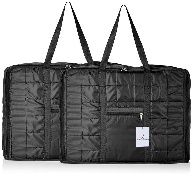 Kuber Industries Kuber Industries Small Size Lightweight Foldable Parachute Jumbo Underbed Storage Bag With Zipper And Handle BlackPack of 2  - Image 1