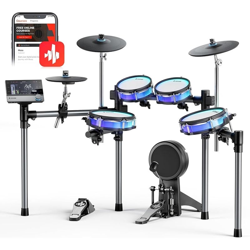 Donner BackBeat Electric Drum Set with High-tech 7 Touch Screen, 1126 Sound, Customize Drum Pad Colours, Internal Rack Cables and Gaming App for Ultimate Fun - Image 1
