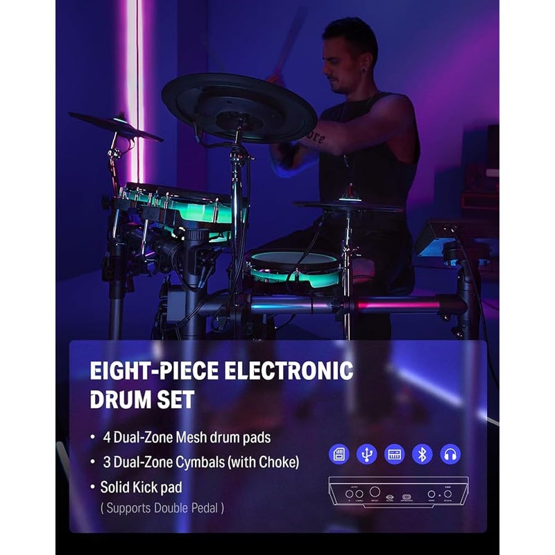 Donner BackBeat Electric Drum Set with High-tech 7 Touch Screen, 1126 Sound, Customize Drum Pad Colours, Internal Rack Cables and Gaming App for Ultimate Fun - Image 4