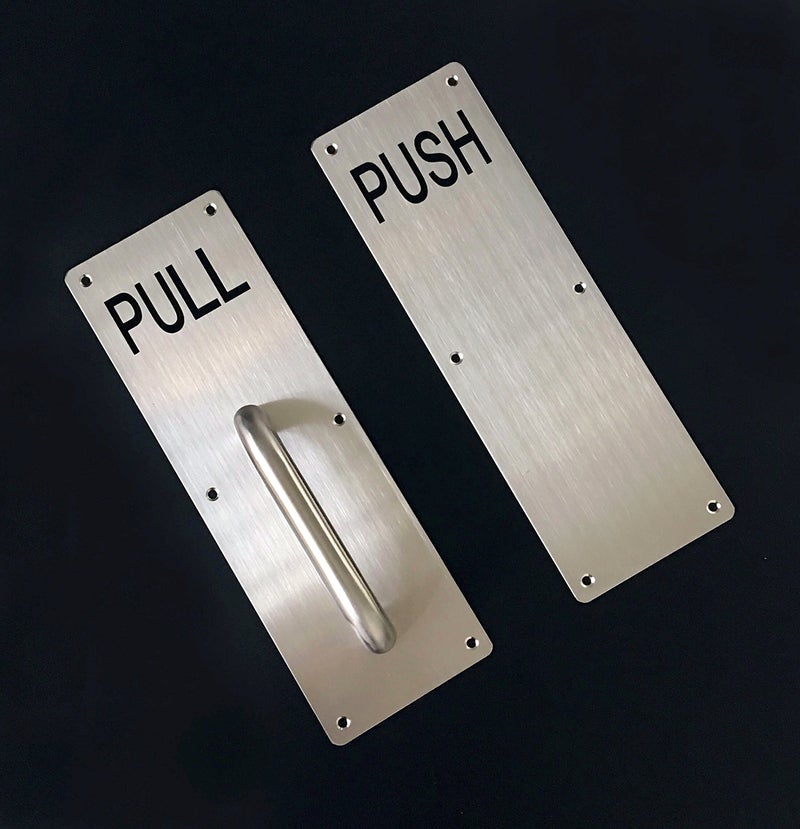 Aimyoo Stainess Steel Door Handle, Pull and Push Plate Commercial Door Handle with Screws 11.8" x 3.2" - Image 2