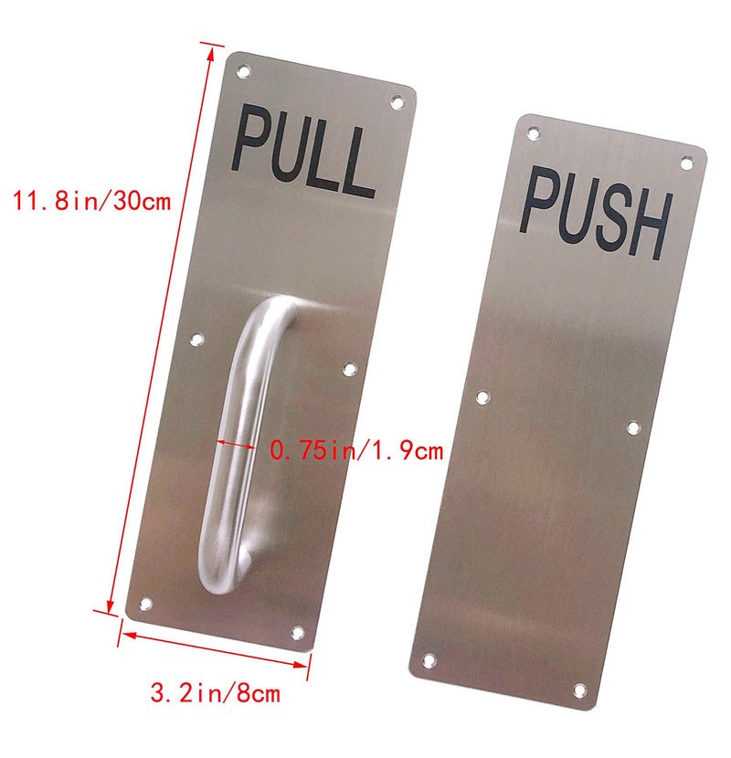 Aimyoo Stainess Steel Door Handle, Pull and Push Plate Commercial Door Handle with Screws 11.8" x 3.2" - Image 3