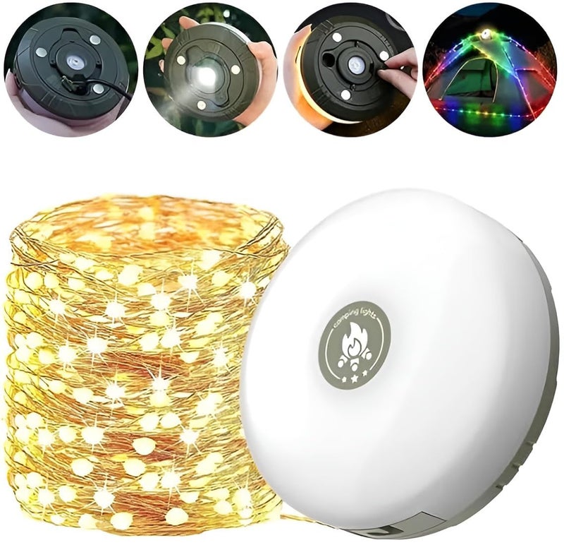 LIMPUS Camping String Lights Outdoor Portable with 8 Lighting Modes 328ft Camping String and Lantern 2 in 1 Rechargeable LED Flashlights for HikingTentDecorationChristmasDiwali Camping String - Image 1
