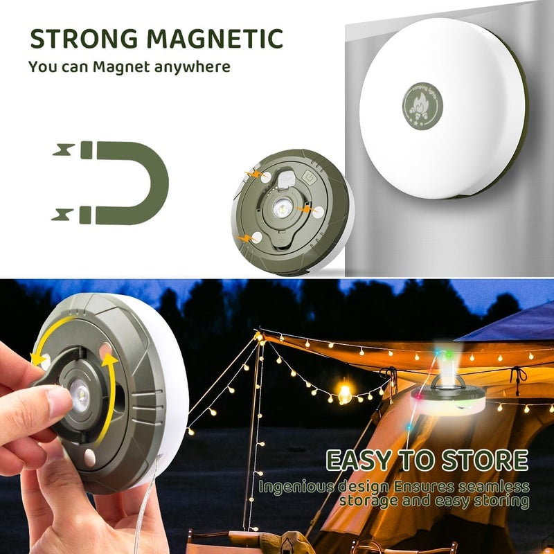 LIMPUS Camping String Lights Outdoor Portable with 8 Lighting Modes 328ft Camping String and Lantern 2 in 1 Rechargeable LED Flashlights for HikingTentDecorationChristmasDiwali Camping String - Image 5