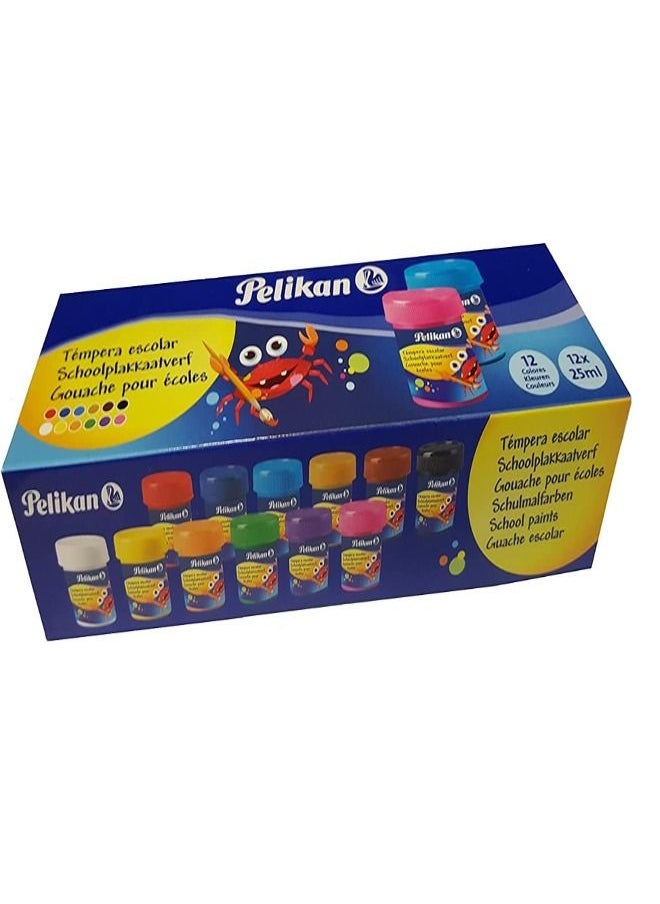 Pelikan Pelikan Tempera Escolor School Paints 12 Colours X 25 ml, 295253 