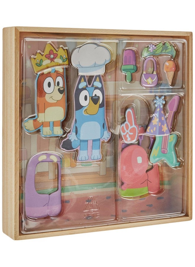 Horizon Group USA Bluey Magnetic Wooden Playhouse, 18 Piece Activity Set, Includes 2 Wooden Dolls House, Great Toys for Kids, Fun Birthday Party Activity, House Playset - Image 1