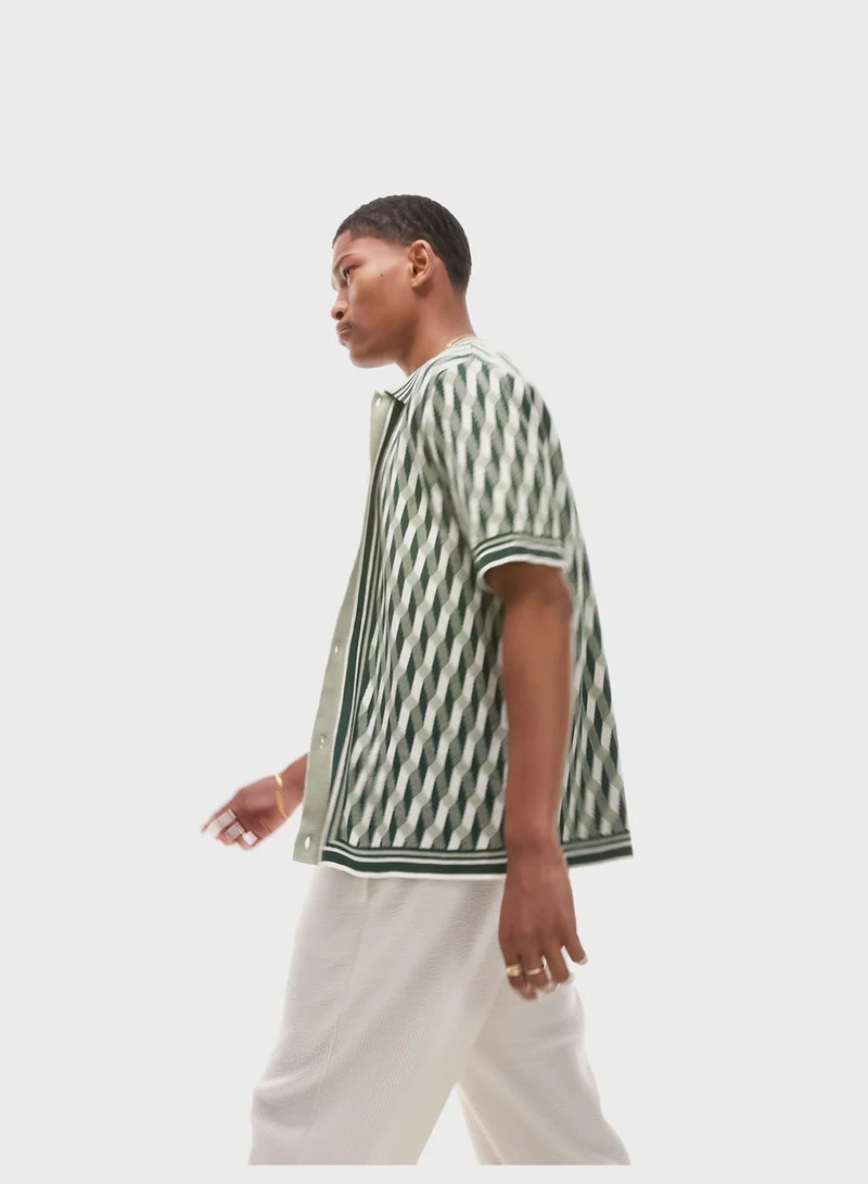 TOPMAN Casual Geo Button Regular Fit Shirt