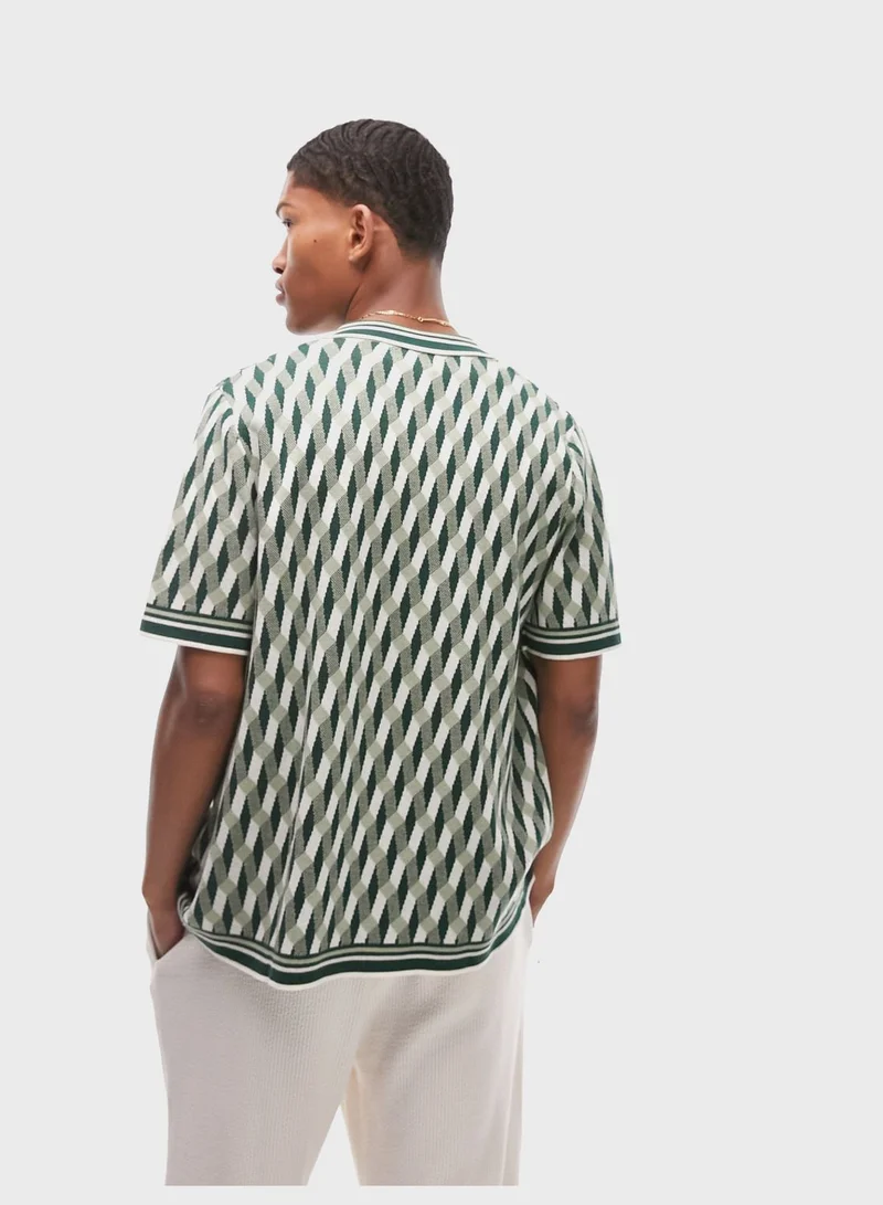 TOPMAN Casual Geo Button Regular Fit Shirt