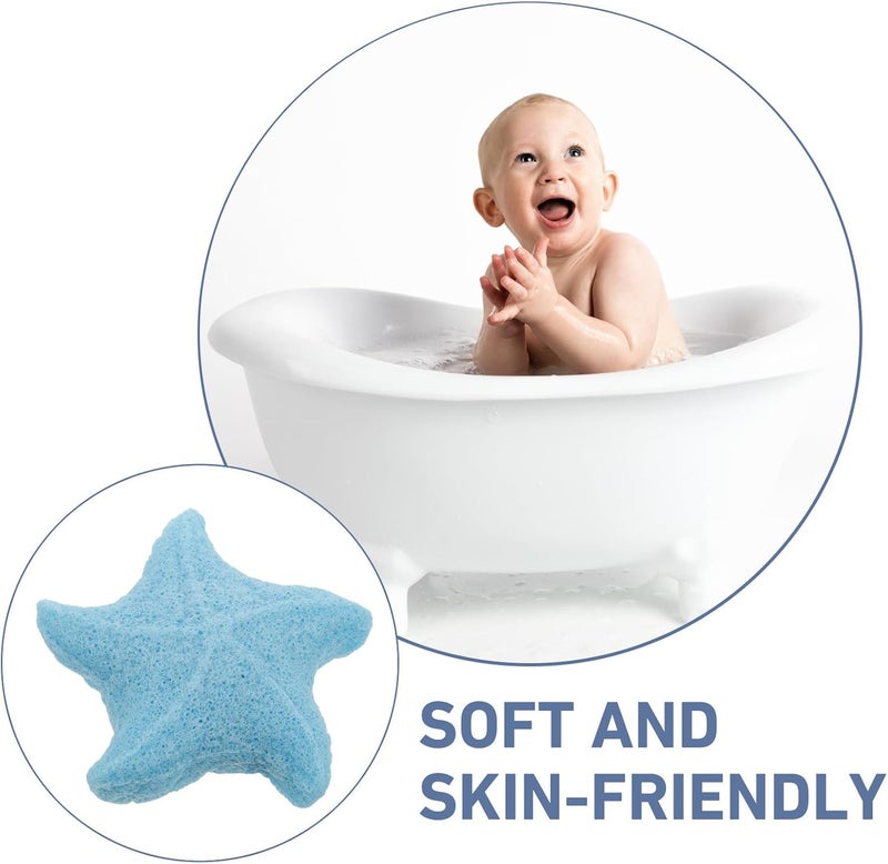 Bath Sponge Exfoliating Body Wash Sponge Shower Scrubber for Newborns with Soft Konjac Material Blue - Image 3