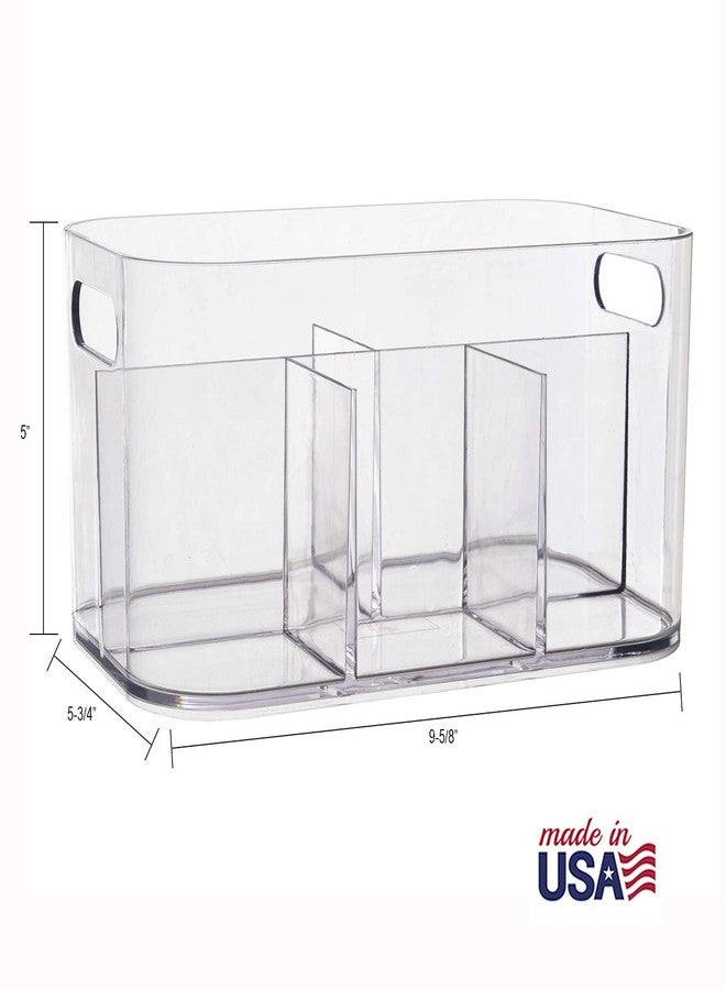 STORi Bliss 5-Compartment Plastic Cosmetics Storage Organizer, Set of 2 | Clear | Rectangular Divided Makeup Bin & Vanity Caddy with Pass-Through Handles | Round Corner Design | Made in USA - Image 5