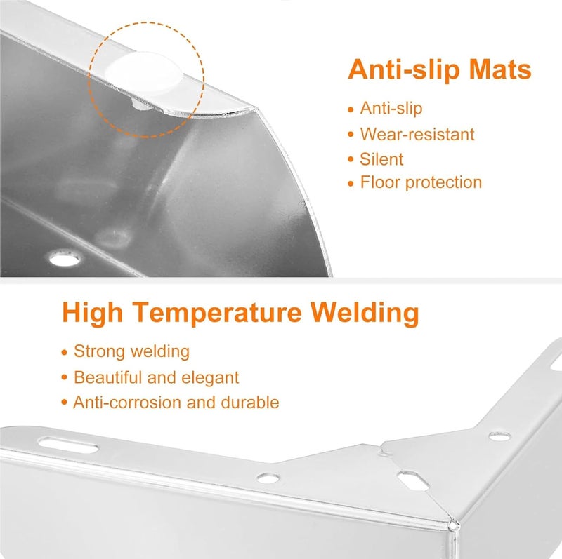 QZibeva Furniture Silver Legs 4Pcs 146 X 55 mm Carbon Steel Simple Design Furniture Feet L Shaped Support Legs Replacement for Sofa Bedside Table TV Cabinet Feet with Screws - Image 4
