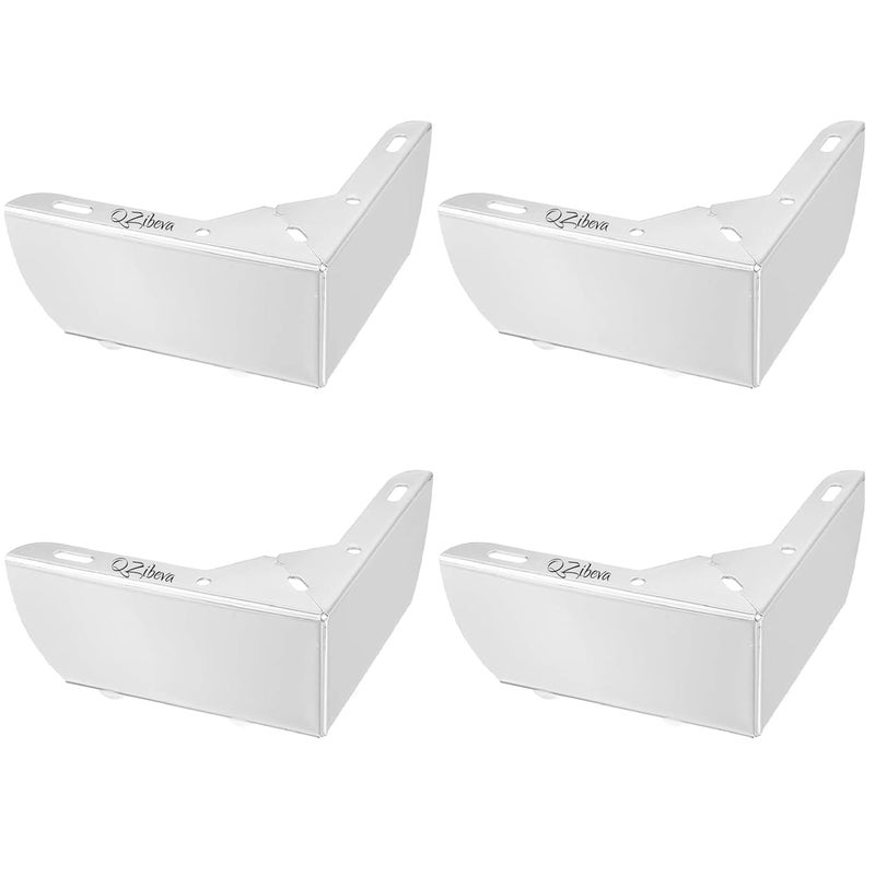 QZibeva Furniture Silver Legs 4Pcs 146 X 55 mm Carbon Steel Simple Design Furniture Feet L Shaped Support Legs Replacement for Sofa Bedside Table TV Cabinet Feet with Screws - Image 1