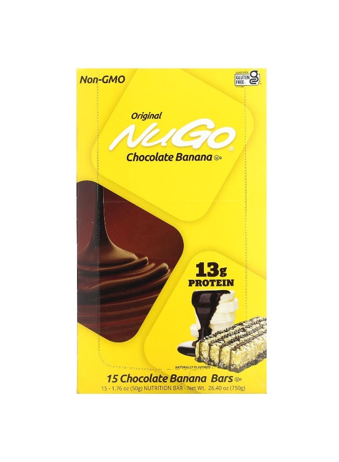 NuGo Nutrition NuGo Nutrition, Chocolate Banana Bars, 15 Bars, 1.76 oz (50 g) Each  - Image 1