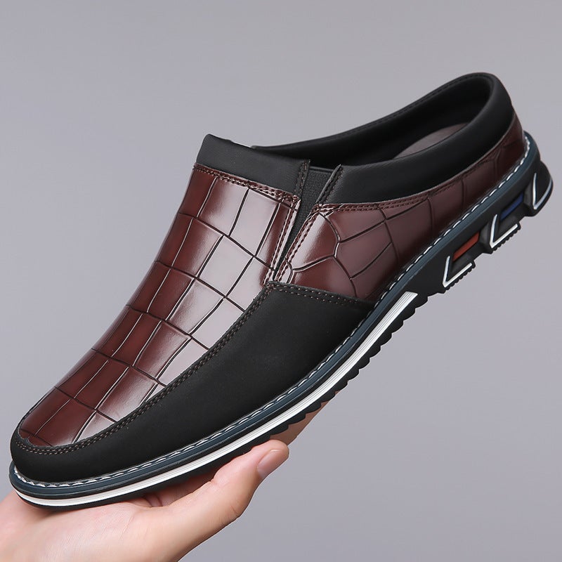 Prince Men'S Half-Slip Leather Shoes 51 Without Heel 52 Men'S Shoes Casual Lazy Slippers Large Size 53 Toe-Toe Slippers - Image 1