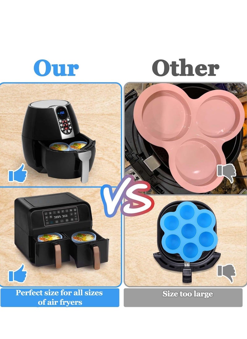Generic - Silicone Air Fryer Egg Mold 3 Pcs Reusable Nonstick Egg Bites Pan with Lid Sous Vide Egg Bite Maker Alternative to Microwave Egg Cooker Dishwasher Safe BPA Free Air Fryer Accessories Blue - Image 1