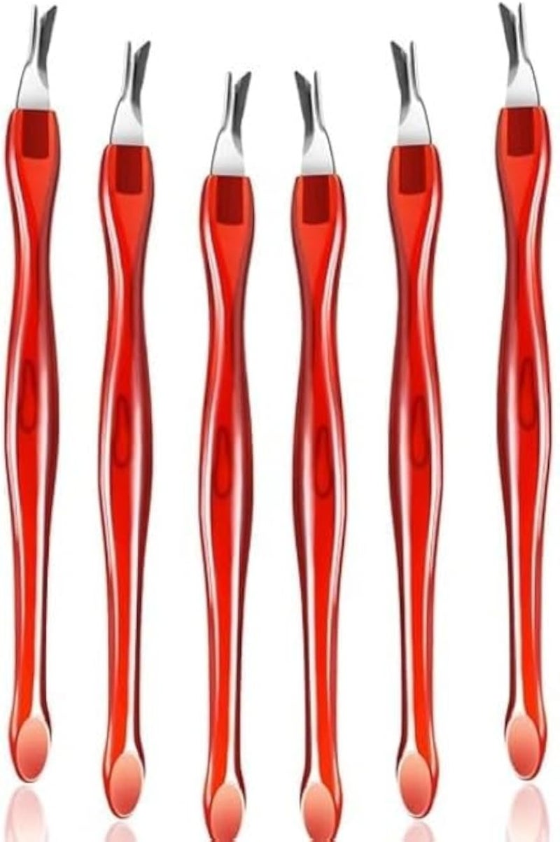 6 Pieces Nail Cuticle Knife Cuticle Trimmer Remover Pusher Stainless Steel Dead Skin Callus Removal Fork with Plastic Handle -Nail Cleaner Tool for Fingernail and Toenail-MULTICOLOR