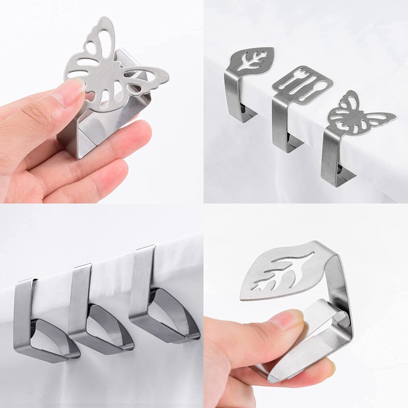 HFATMOS Tablecloth Clips Stainless Steel  Windproof Tablecloth Holder  Table Cloth Clip for Outdoor Picnic  Restaurant  Kitchen  Party  6 Pcs - Image 2