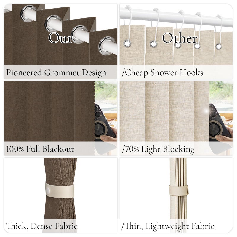 HMYI 100% Blackout Door Curtain for Doorway - Magnetic Accordion Style Closet Curtain for Open Closet Single Panel 80 Inch Length, 1 Panel, W45 x L80, Brown - Image 4
