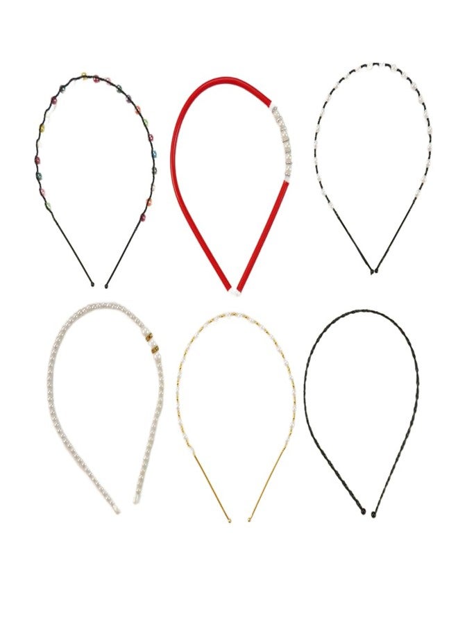 KLNEEDS 6 Pcs Headbands Stylish Pearl Hairbands Hair Accessories Hair Bands for Women Girls - Image 2