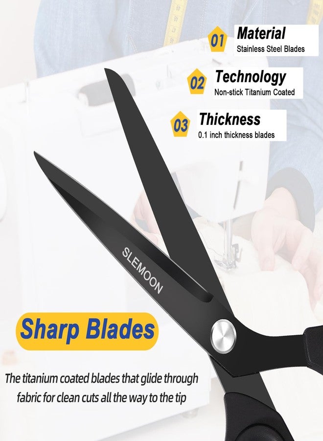 SLEMOON 10" Scissors All Purpose, Heavy Duty Premium Stainless Steel Tailor Scissors, Comfort Grip Handles for Fabric, Leather, Sewing & Crafting - Image 2
