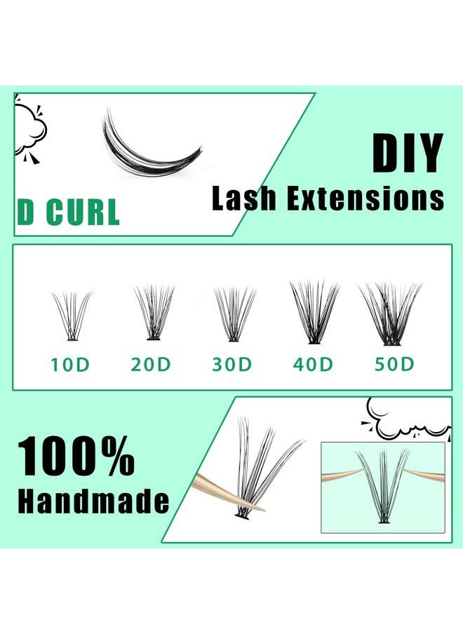 Bodermincer Black Cluster Lashes 240pcs 20D/40D DIY Eyelash Extension D Curl Long Individual Lashes Mixed Tray Faux Mink Lash Clusters Extensions 8-22mm (20D-10mm)  - Image 5