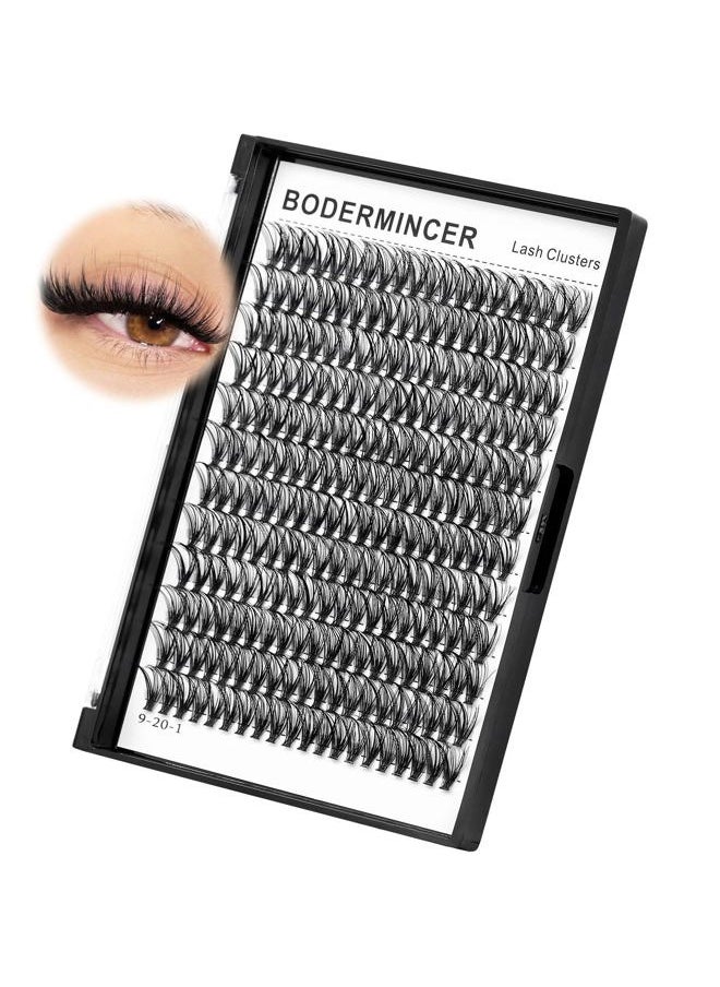 Bodermincer Black Cluster Lashes 240pcs 20D/40D DIY Eyelash Extension D Curl Long Individual Lashes Mixed Tray Faux Mink Lash Clusters Extensions 8-22mm (20D-10mm)  - Image 2