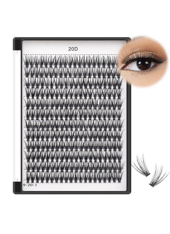 Bodermincer Black Cluster Lashes 240pcs 20D/40D DIY Eyelash Extension D Curl Long Individual Lashes Mixed Tray Faux Mink Lash Clusters Extensions 8-22mm (20D-10mm)  - Image 3