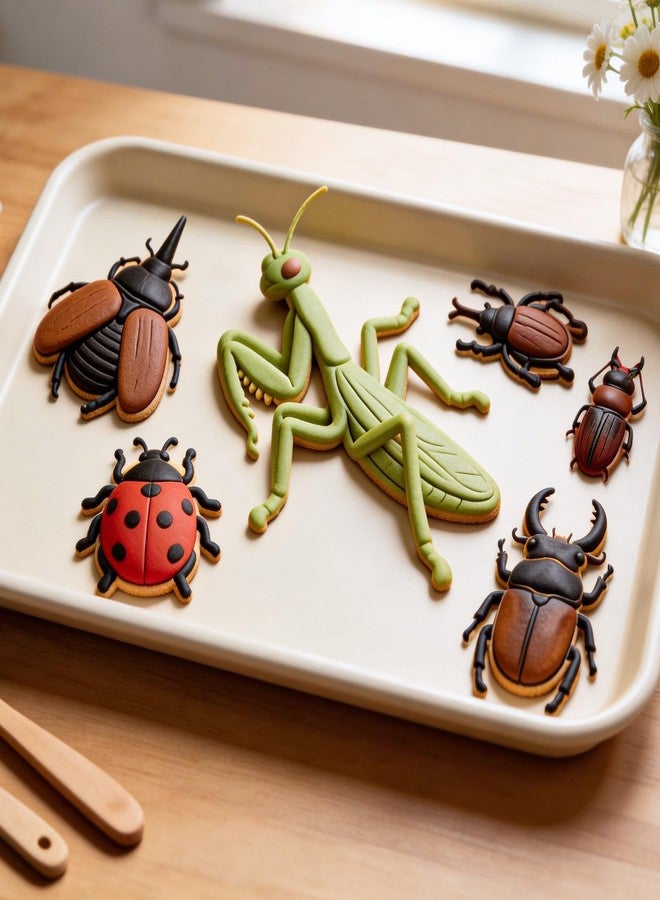 Xcake Lcook 3 Pcs Insect Silicone Fondant Molds, Beetle Ladybug Praying Mantis Chocolate Candy Mold, Realistic Bug Mold for Birthday Cake Decorating, DIY Resin Clay Craft - Image 3