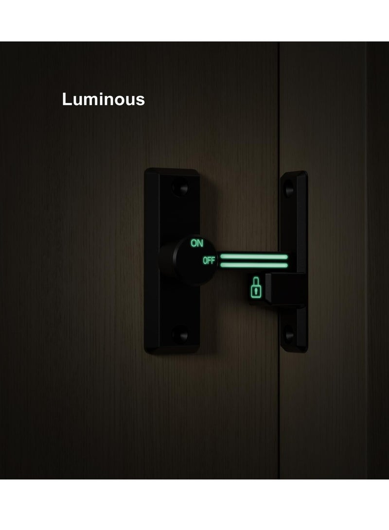 Excefore Flip Latch Lock, 90/180 Degree Left/Right-Opening Sliding/Swinging Door Lock Bolt for Home Security Gate, Barn, Garage, Garden Fence, Shed, Window, Cabinet (Black + Luminous) - Image 2