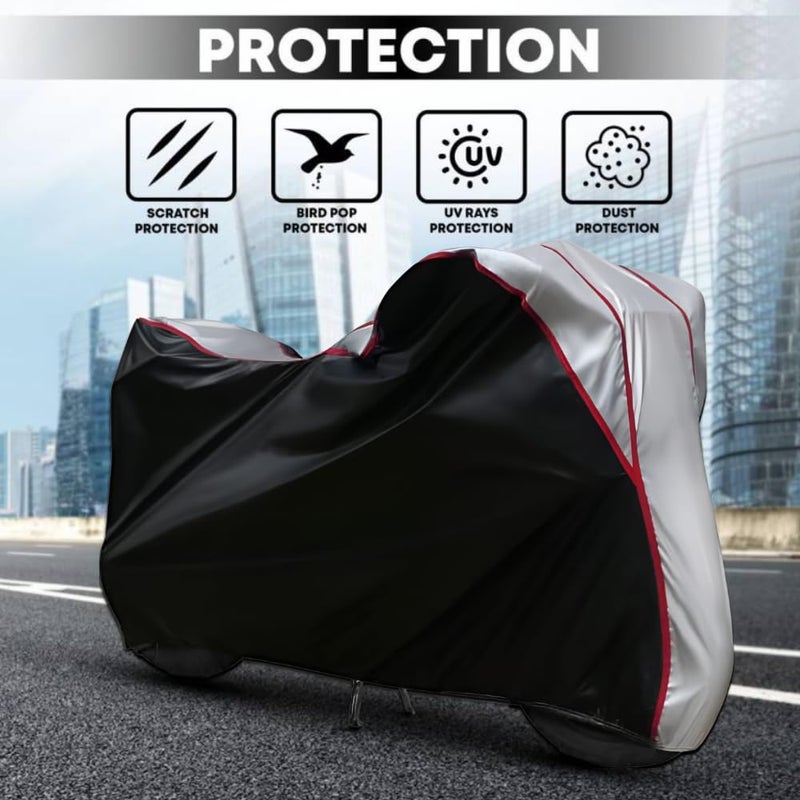 FAVY Waterproof Bike Cover Compatible with Bajaj Pulsar RS 200 All-Weather Proof Triple-Stitched Durable Design Windproof Elastic Bottom | UV Protection & Dust Proof - Image 2
