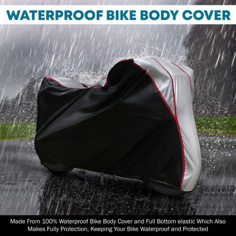 FAVY Waterproof Bike Cover Compatible with Bajaj Pulsar RS 200 All-Weather Proof Triple-Stitched Durable Design Windproof Elastic Bottom | UV Protection & Dust Proof - Image 3