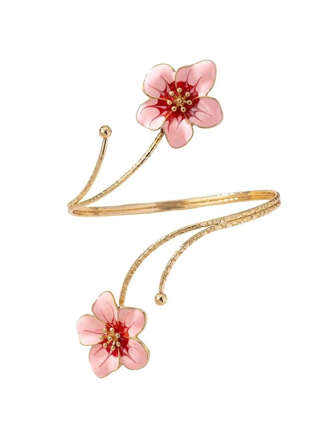 MakeMeChic Women's Flower 18K Arm Cuff Bracelets Gold Upper Arm Beach Jewelry Multicolor One-Size - Image 1