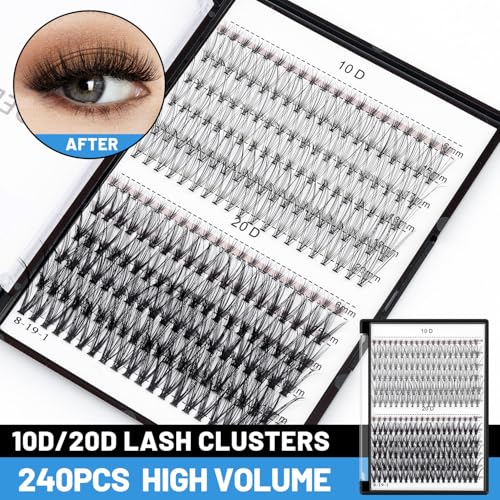 Bodermincer Lash Extension 240pcs C Curl 10D20D Cluster 89101112mm1011121314mm1213141516mm Mixed Individual Cluster Lashes 10D20D 1617181920mm and Under Eyelashes - Image 5