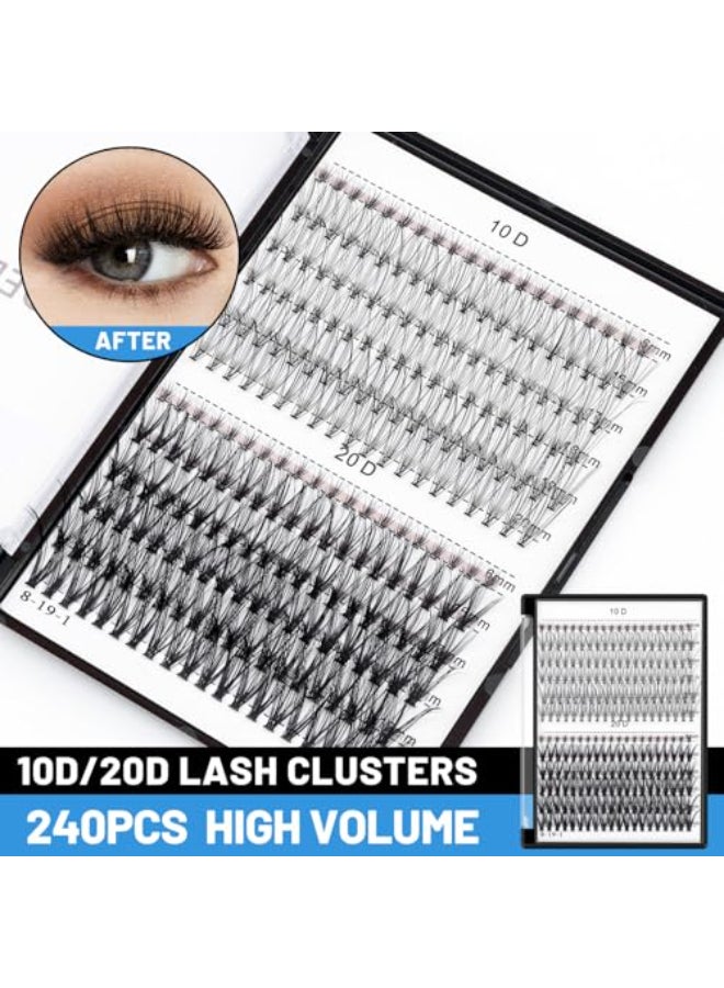 Bodermincer Lash Extension 240pcs C Curl 10D20D Cluster 89101112mm1011121314mm1213141516mm Mixed Individual Cluster Lashes 10D20D 1617181920mm and Under Eyelashes - Image 4