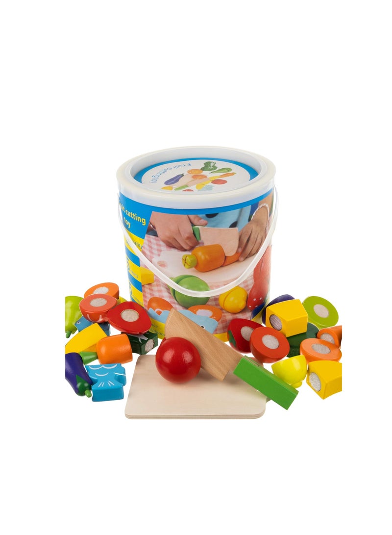 RollsTimi  Kids Wooden Fruit Cutting Toys Cutting Fruit And Vegetables Set  - Image 1