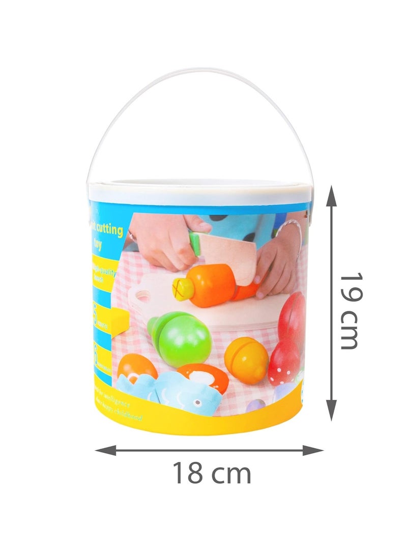 RollsTimi  Kids Wooden Fruit Cutting Toys Cutting Fruit And Vegetables Set  - Image 3