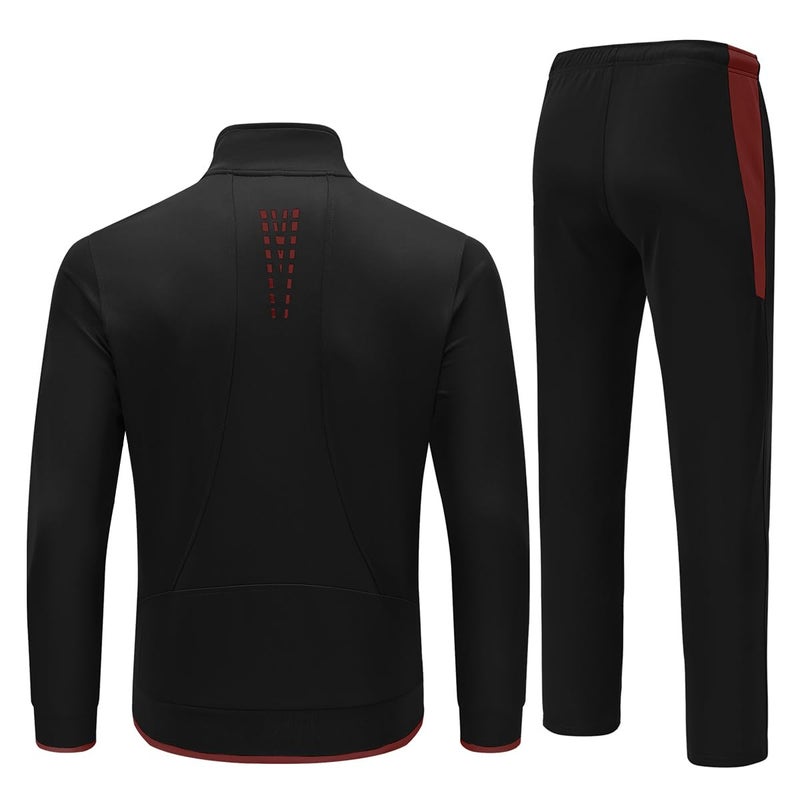 BASUDAM Men's Tracksuits Sweatsuits Set Sweat Track Suits for Men 2 Piece Warm Up Full Zip Athletic Casual Sports Activewear Black Red M - Image 2